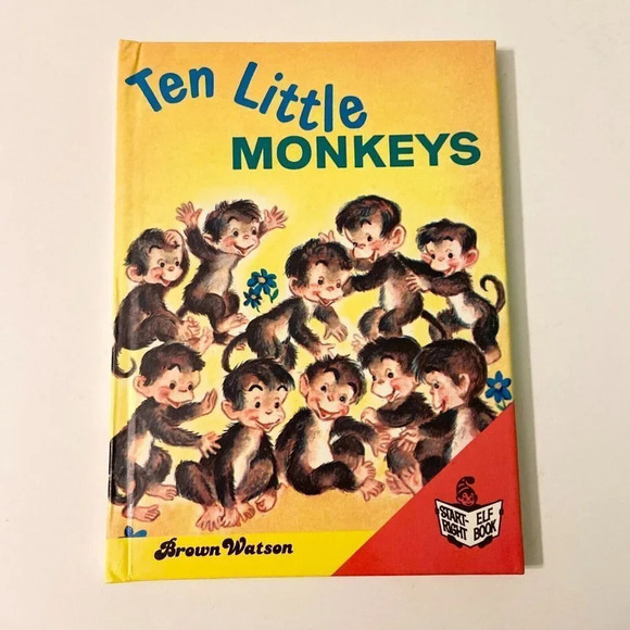 Vintage 1980 Start Right Elf  Books Ten Little Monkeys and Little Boy Blues Horn - Picture 3 of 16